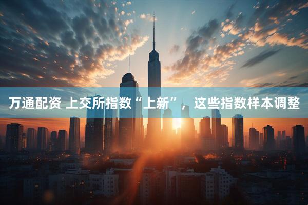 万通配资 上交所指数“上新”，这些指数样本调整