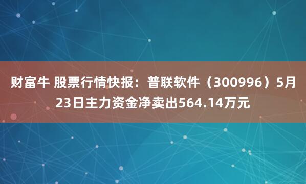 财富牛 股票行情快报：普联软件（300996）5月23日主力资金净卖出564.14万元