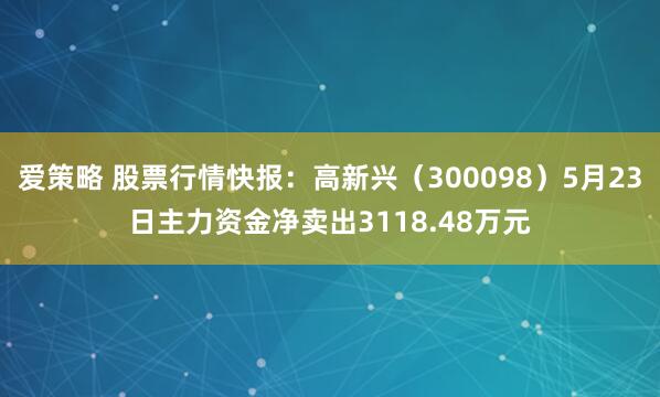 爱策略 股票行情快报：高新兴（300098）5月23日主力资金净卖出3118.48万元