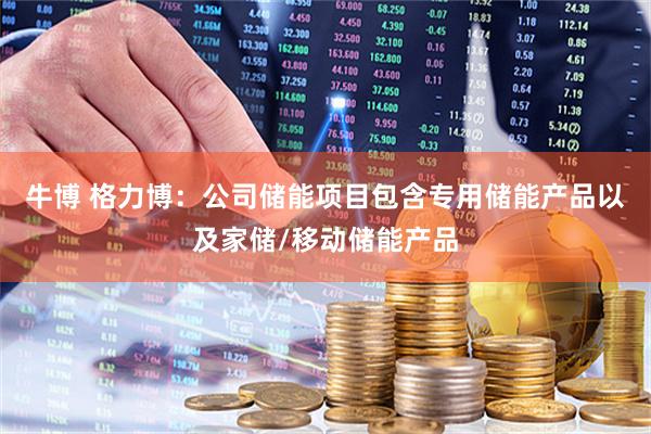 牛博 格力博：公司储能项目包含专用储能产品以及家储/移动储能产品